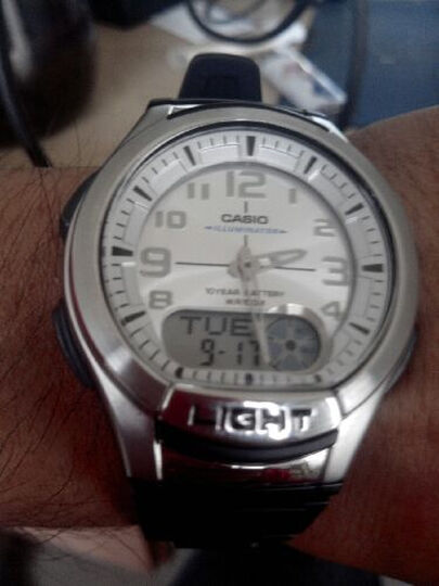CASIO卡西歐雙顯指針男士手表AQ-180W-7B 便宜又耐用，精準記錄每分每秒